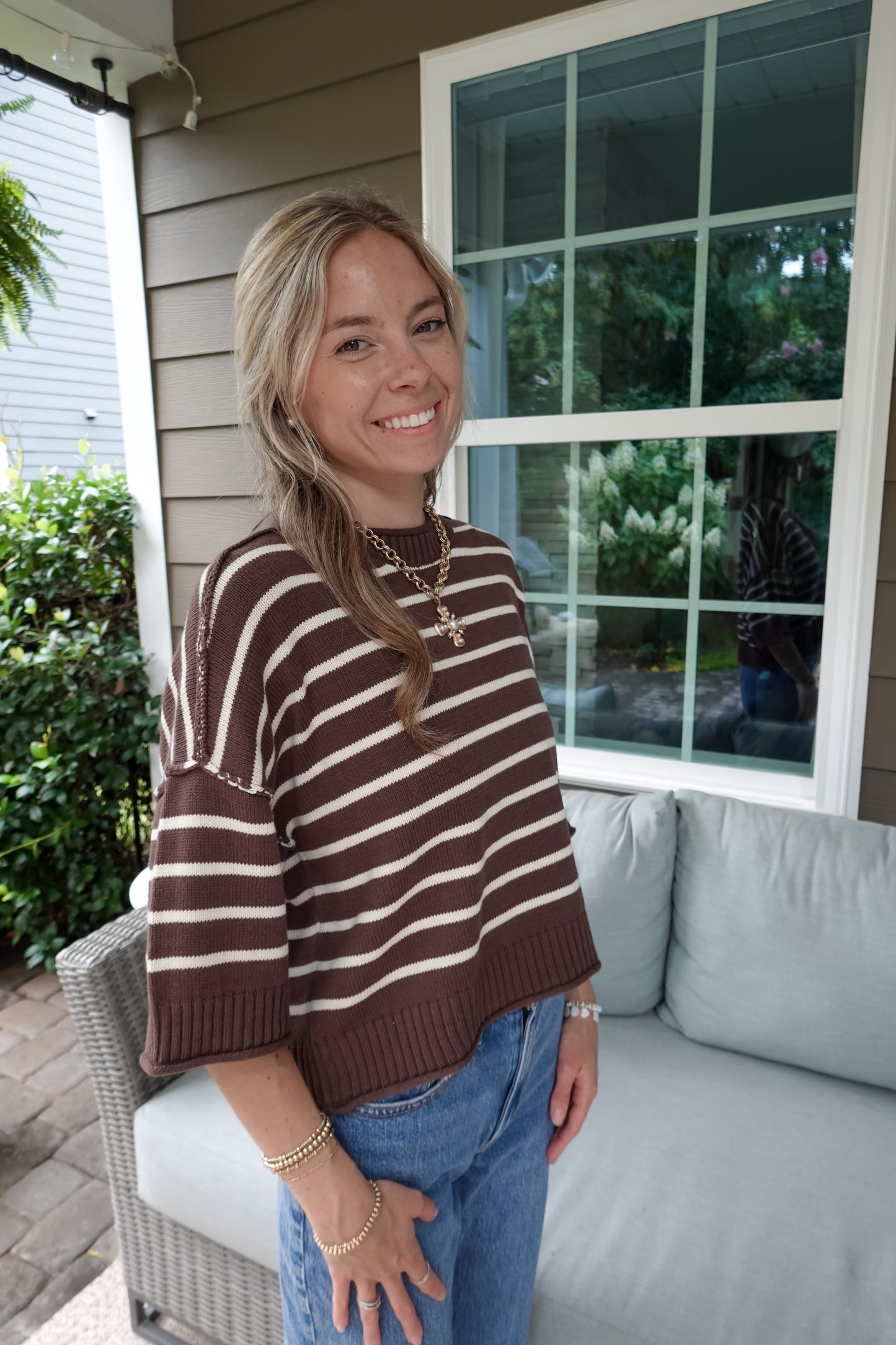 Scottie Striped Short Sleeve Sweater