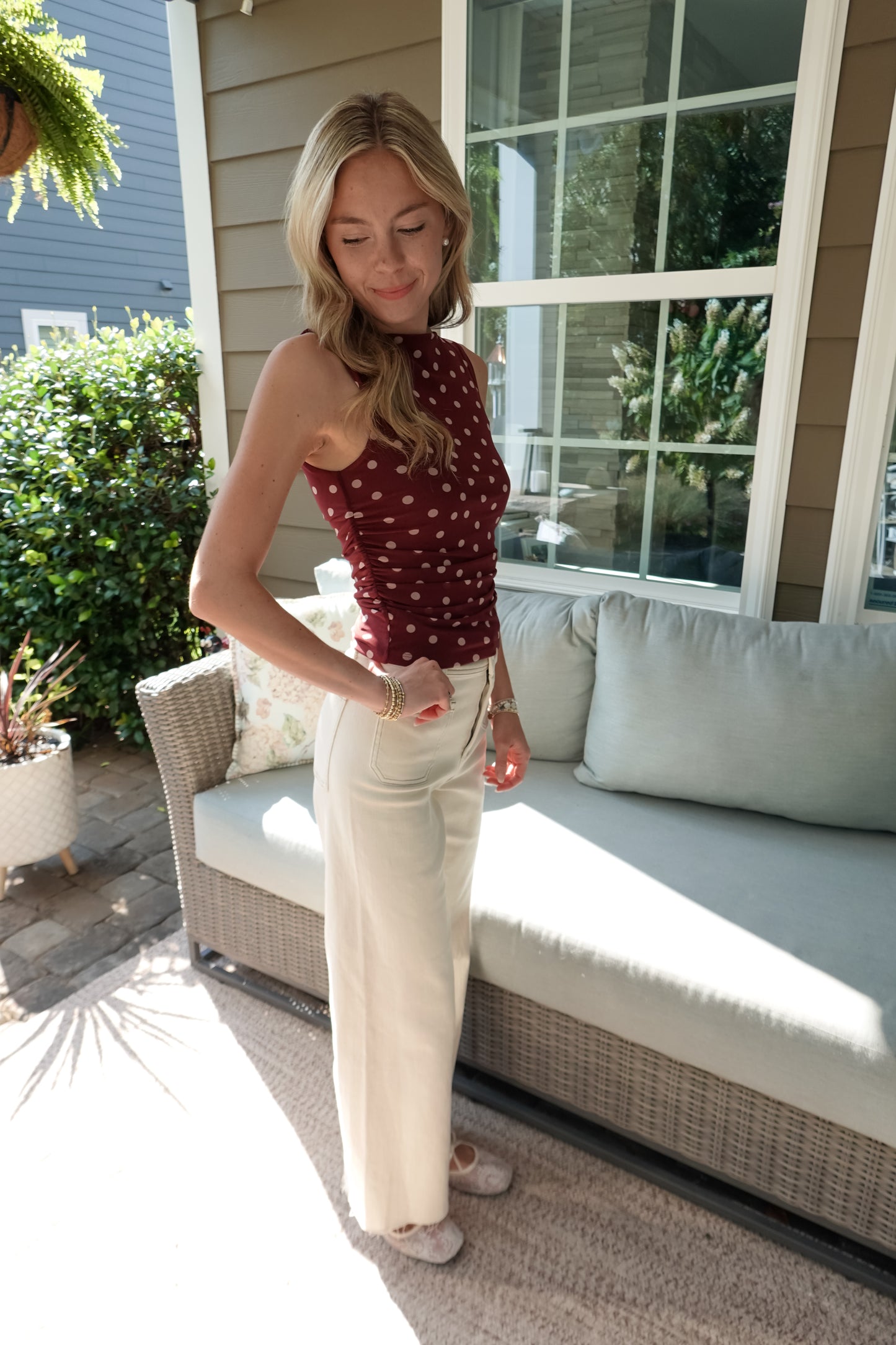 Gianna Maroon Polka Dot Tank