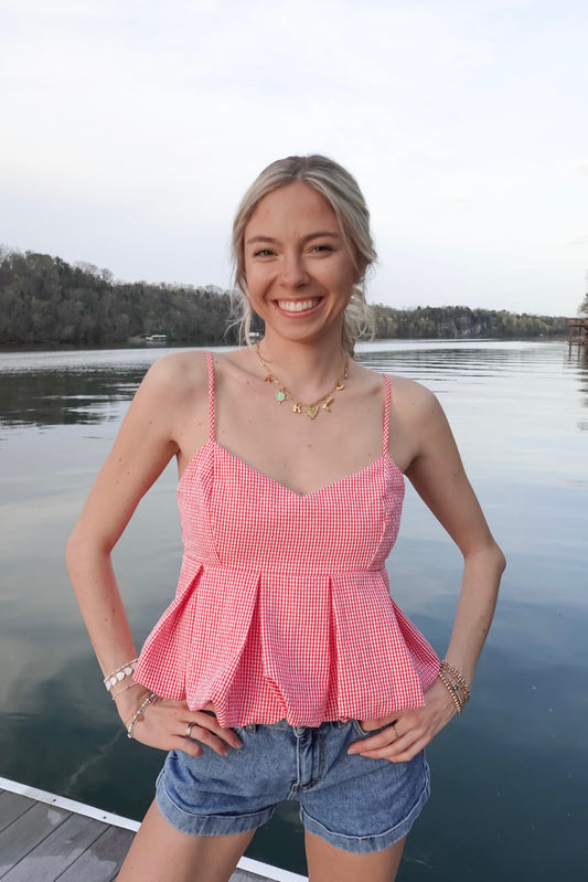 Bristol Gingham Bow Tank Top