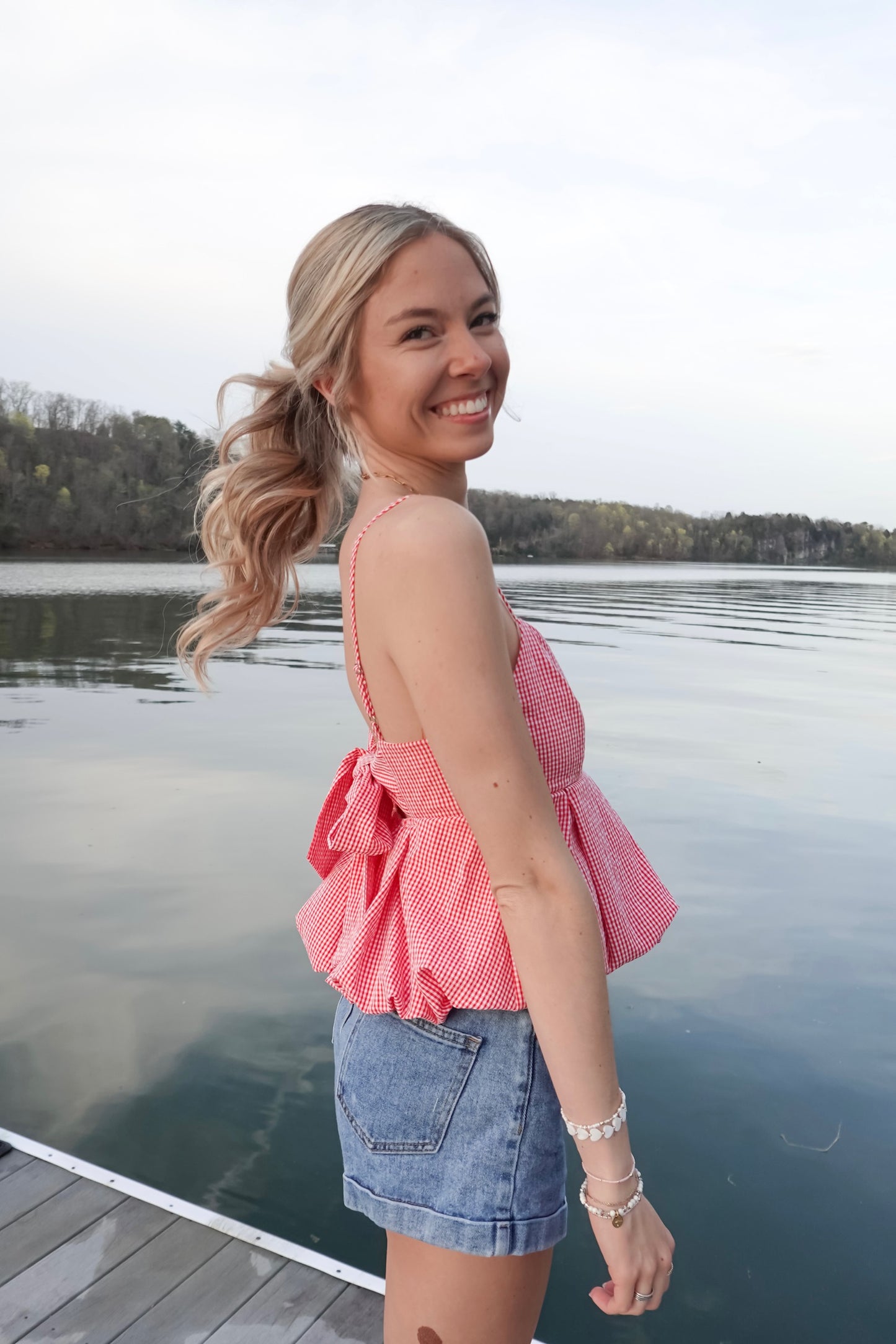 Bristol Gingham Bow Tank Top