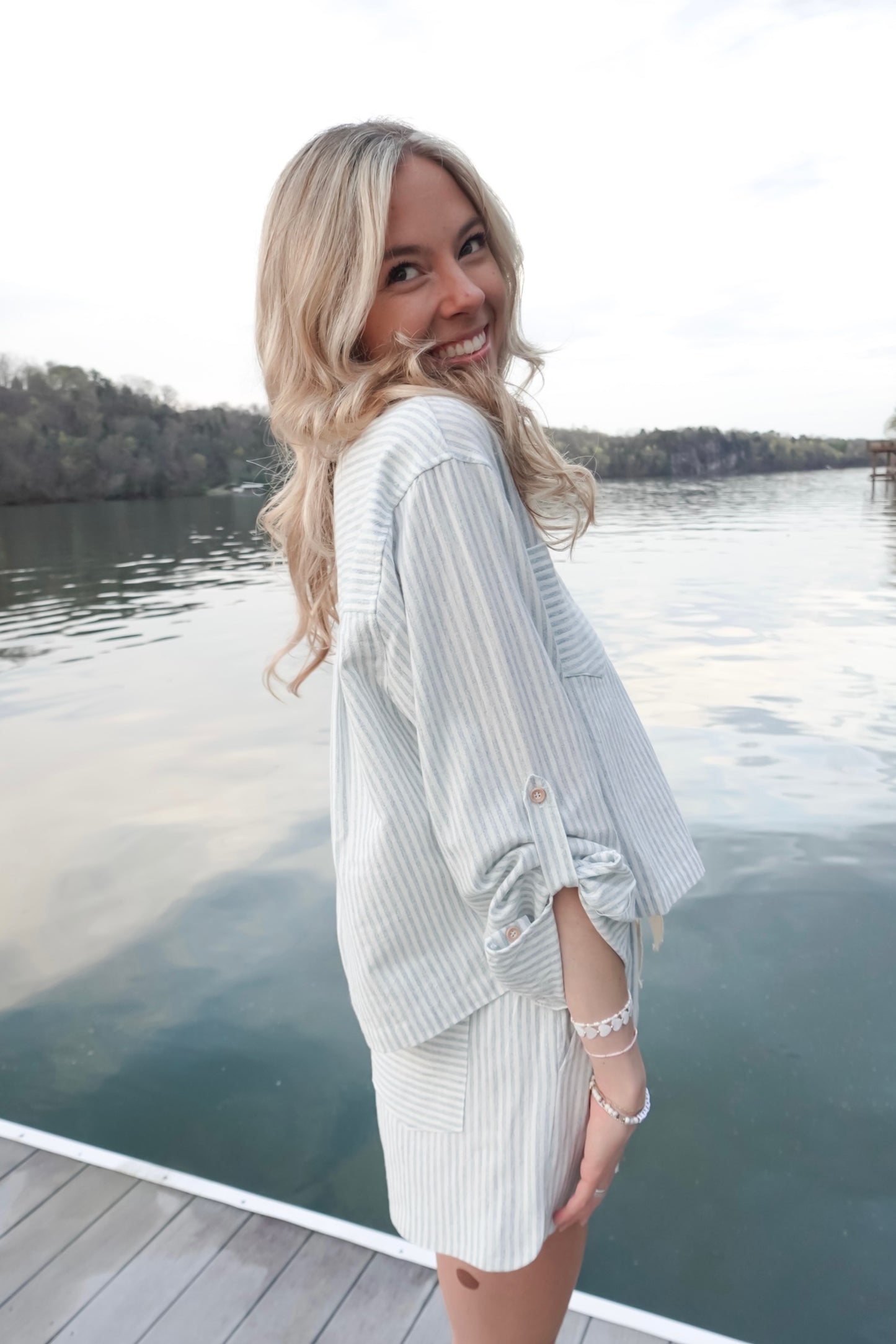 Leah Striped Long Sleeve Button Down Shirt