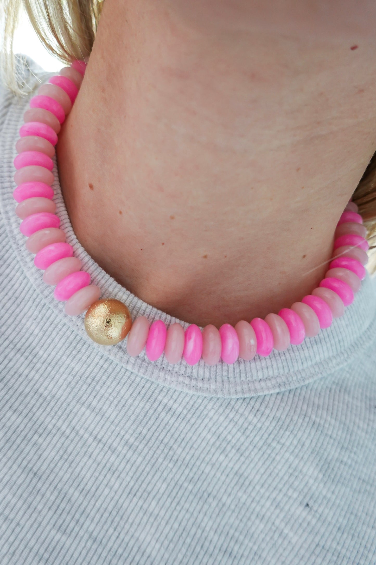 Chunky Pink Beaded Necklace