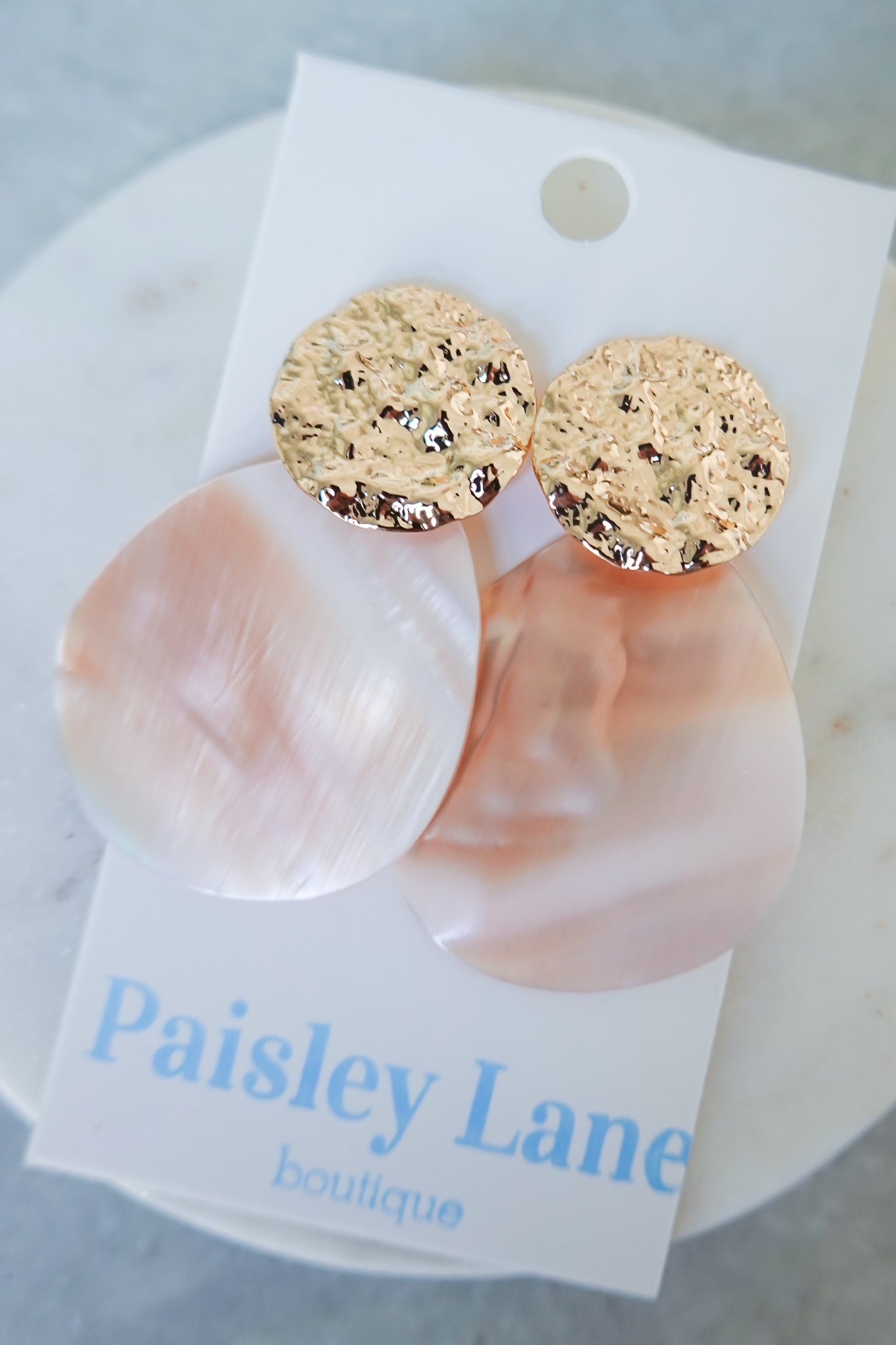 Oval Shell Disc Dangle Earrings