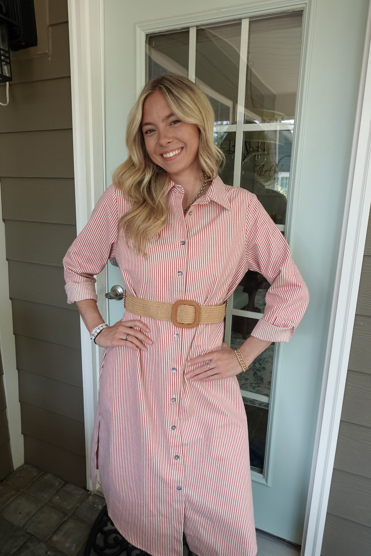 Paloma Red Striped Midi Dress
