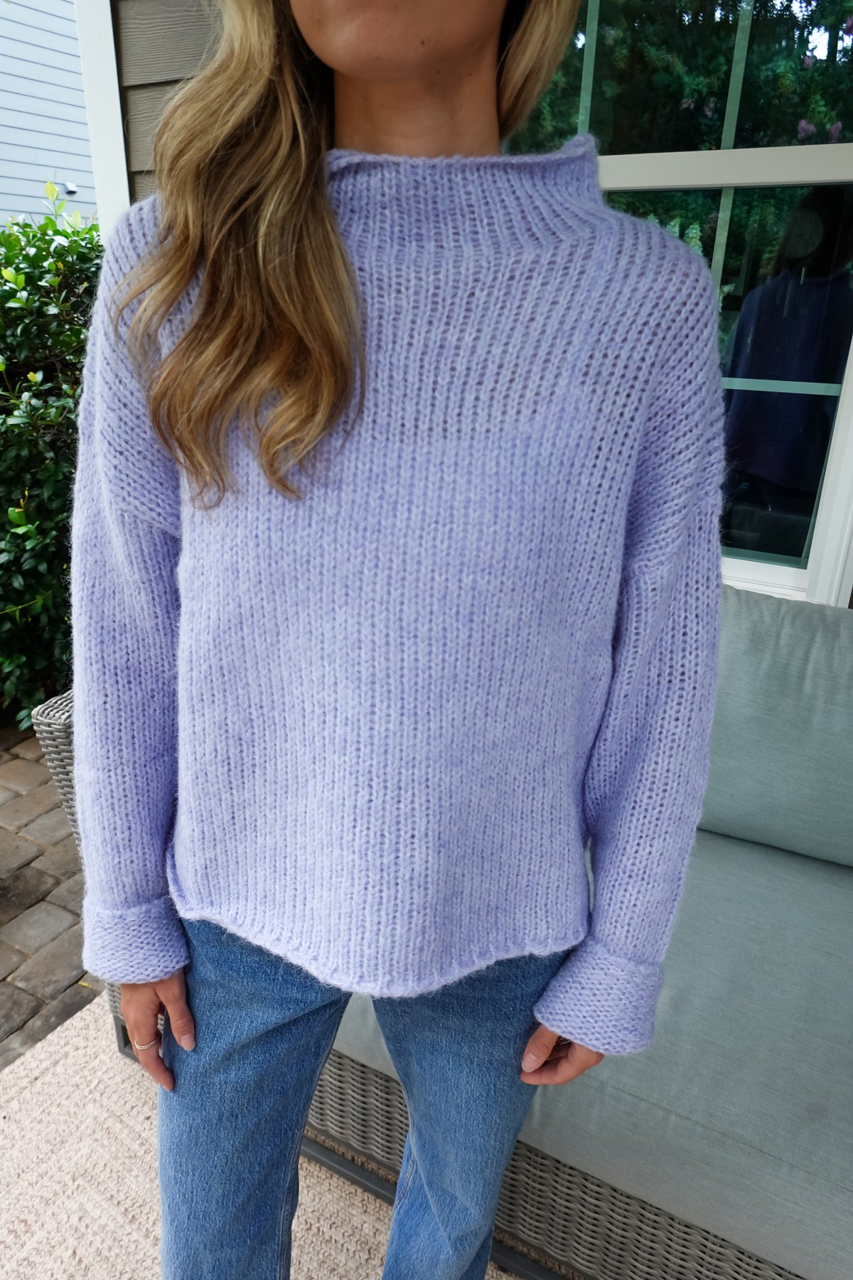 Ava Blue Mock Neck Sweater
