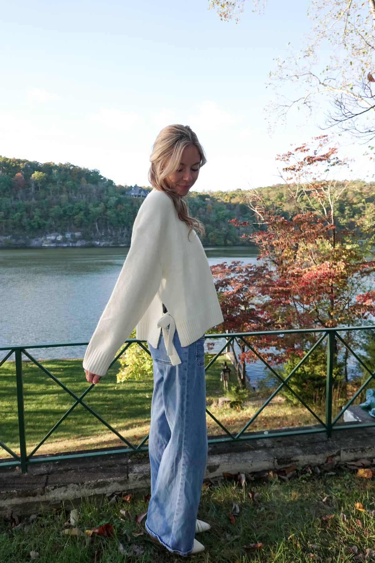 Tori Ivory Tie Sweater