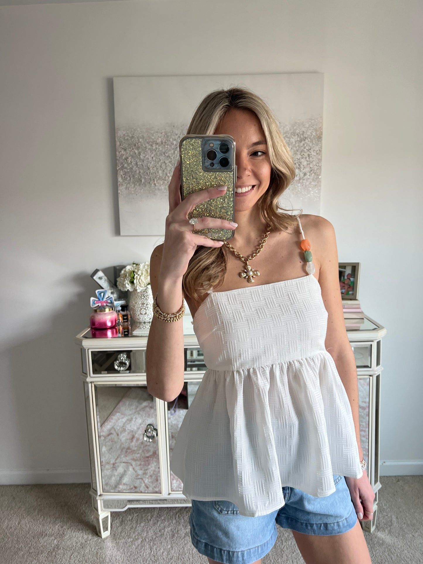 Blair Beaded Peplum Tank