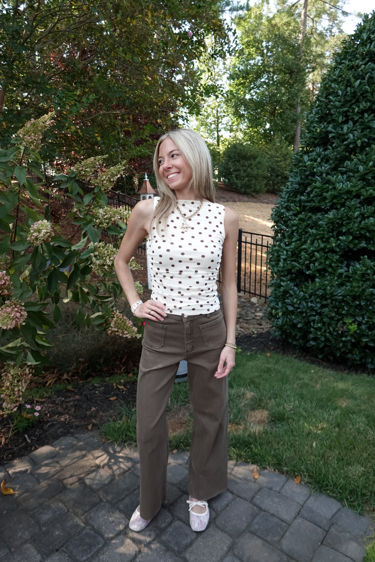Gianna Ivory Polka Dot Tank