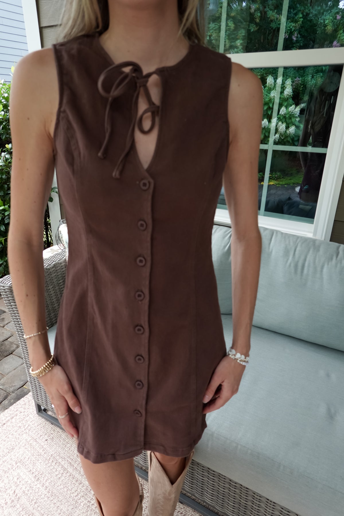 Blair Bow Button Down Mini Dress