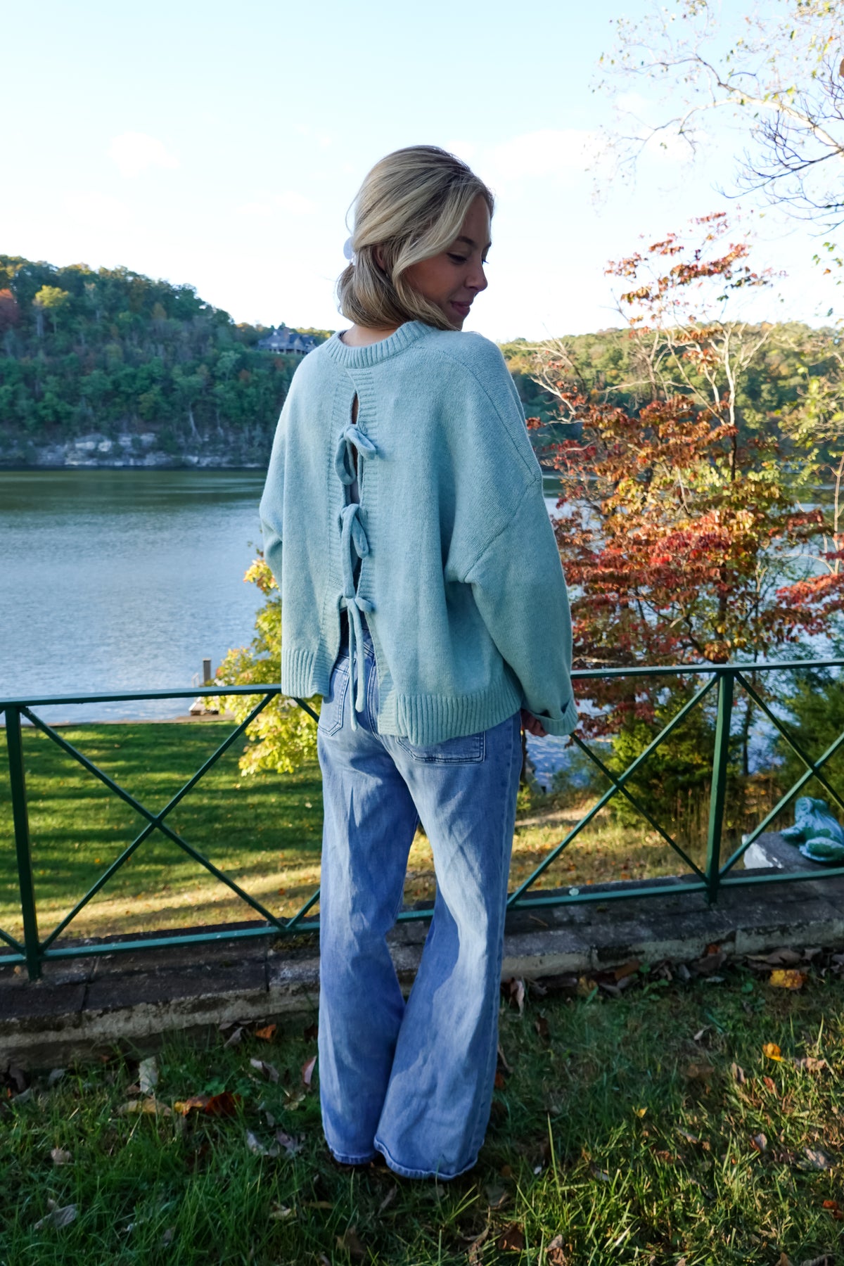 Baylee Bow Sweater Blue