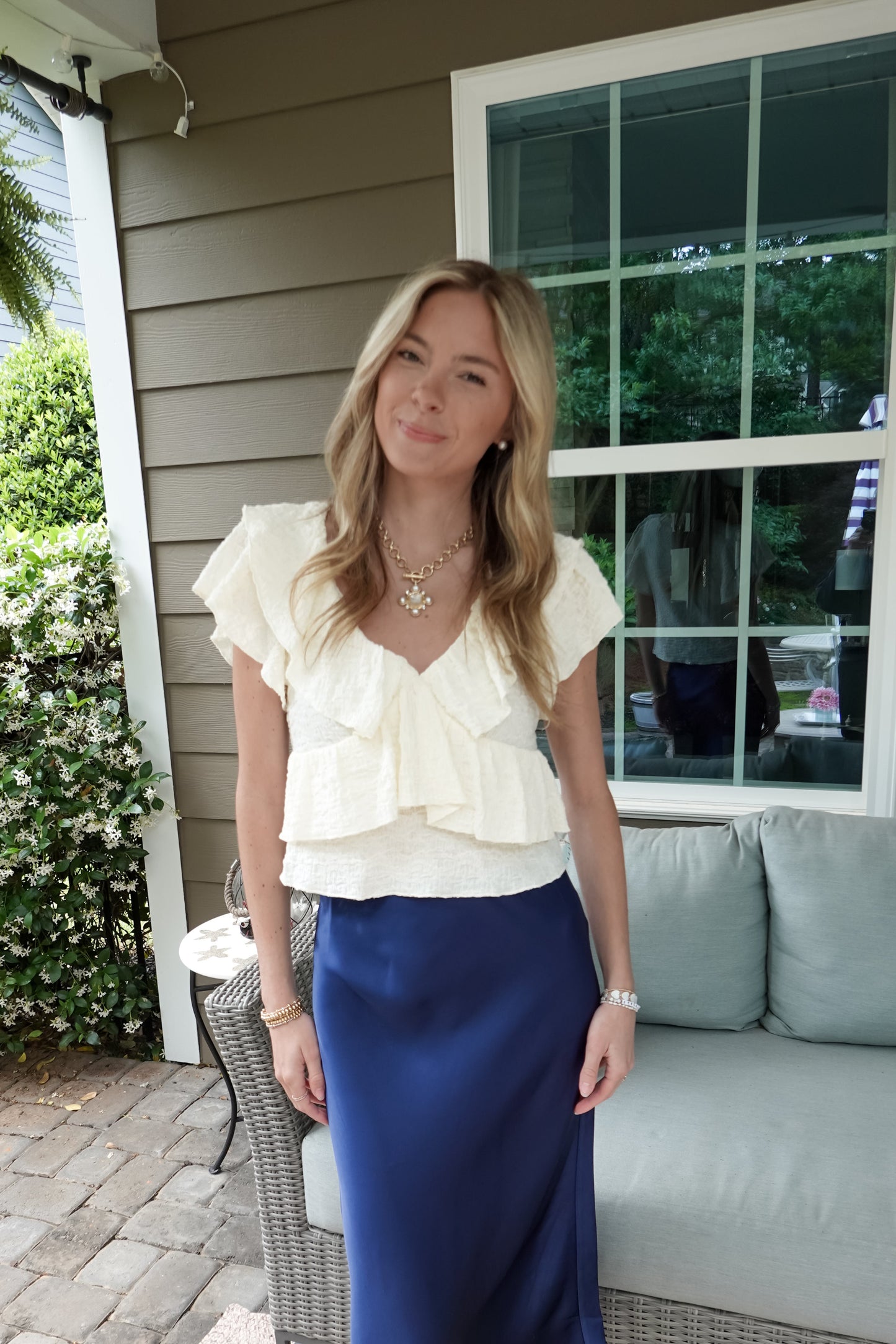 Kayla Ruffle Knit Short Sleeve Top