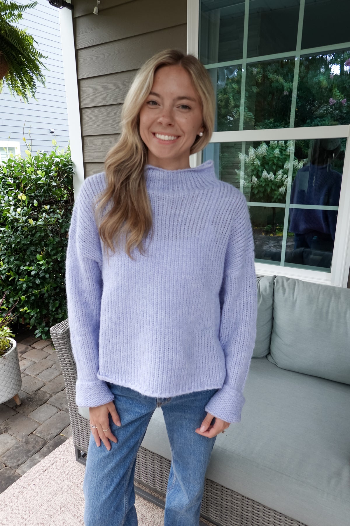 Ava Blue Mock Neck Sweater