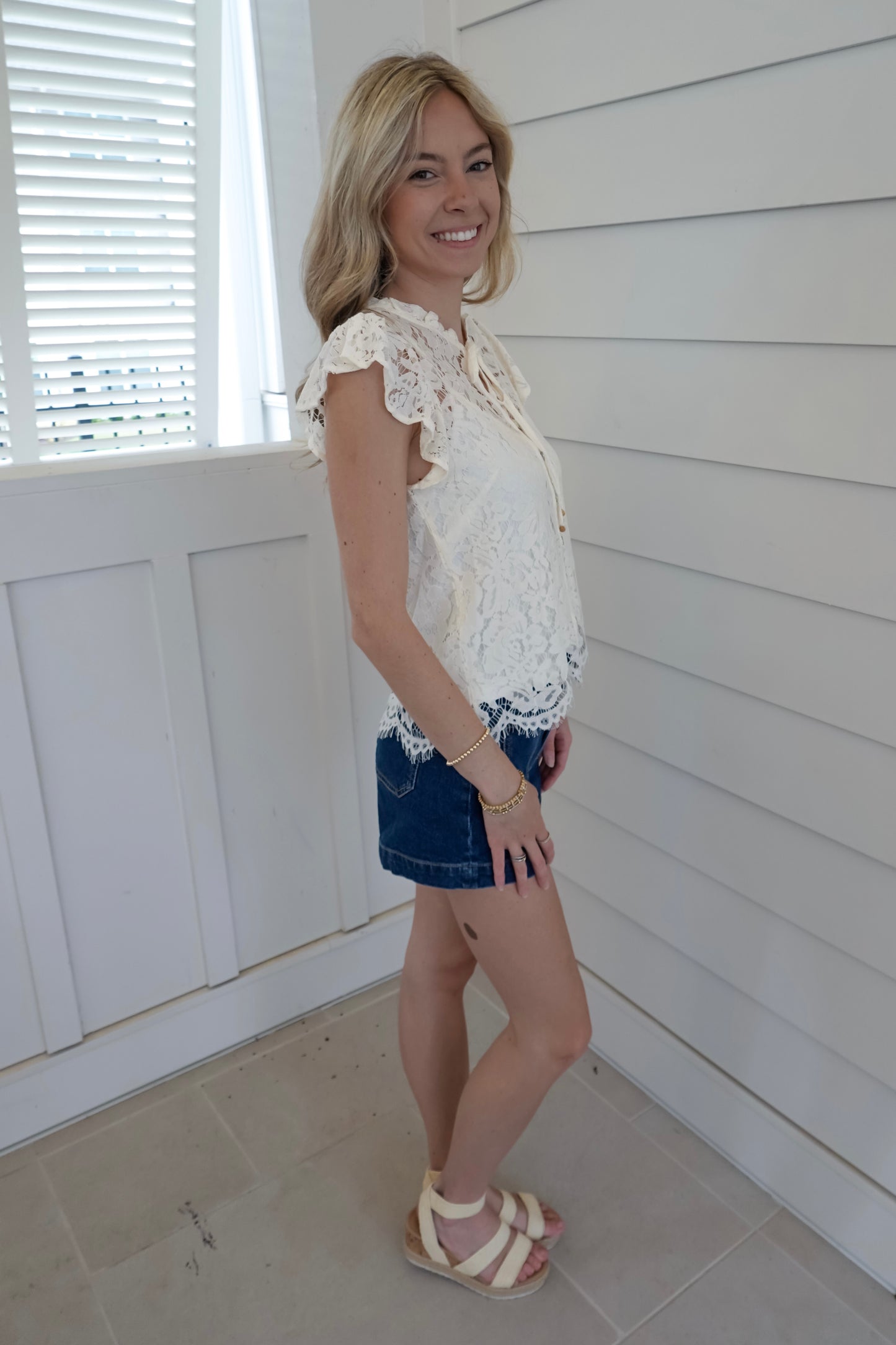 Lana Lace Short Sleeve Top