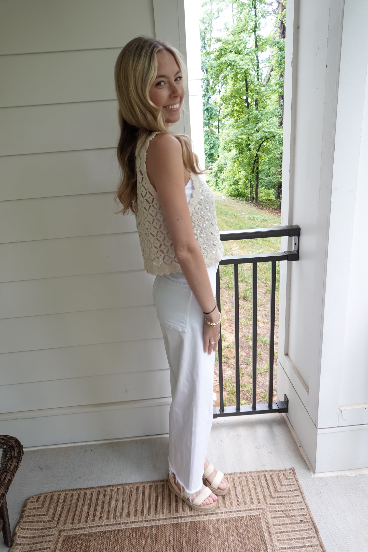 Sequin Crochet Vest Top
