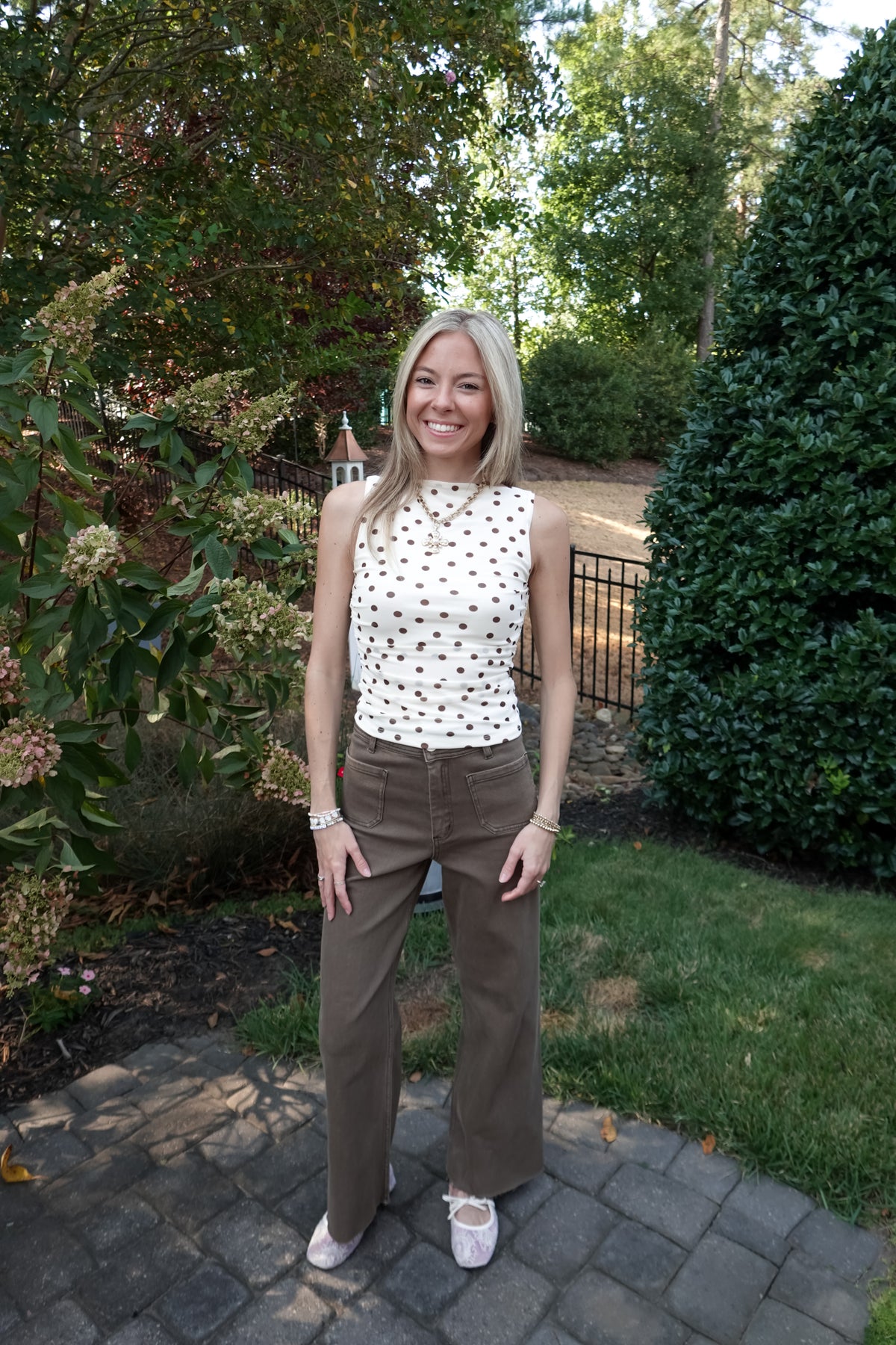 Gianna Ivory Polka Dot Tank
