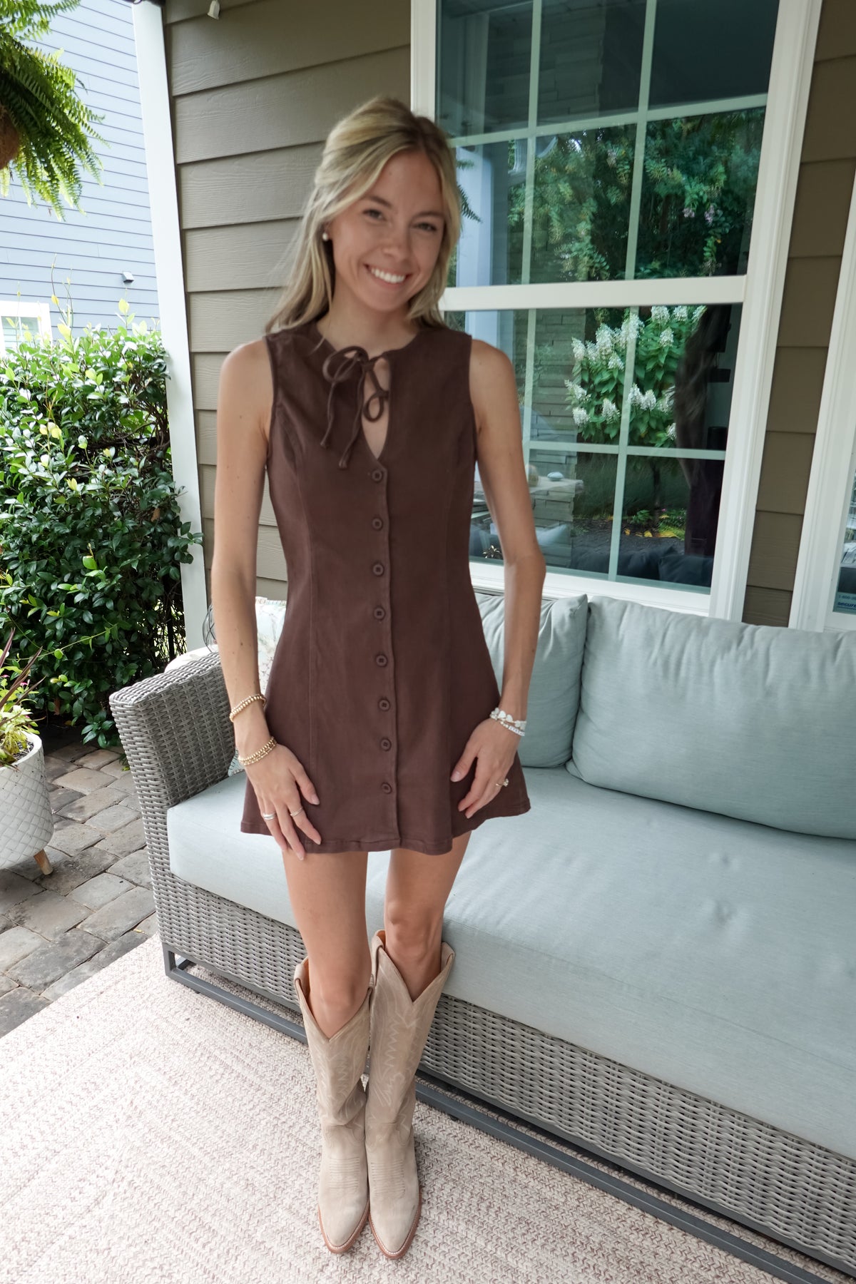 Blair Bow Button Down Mini Dress