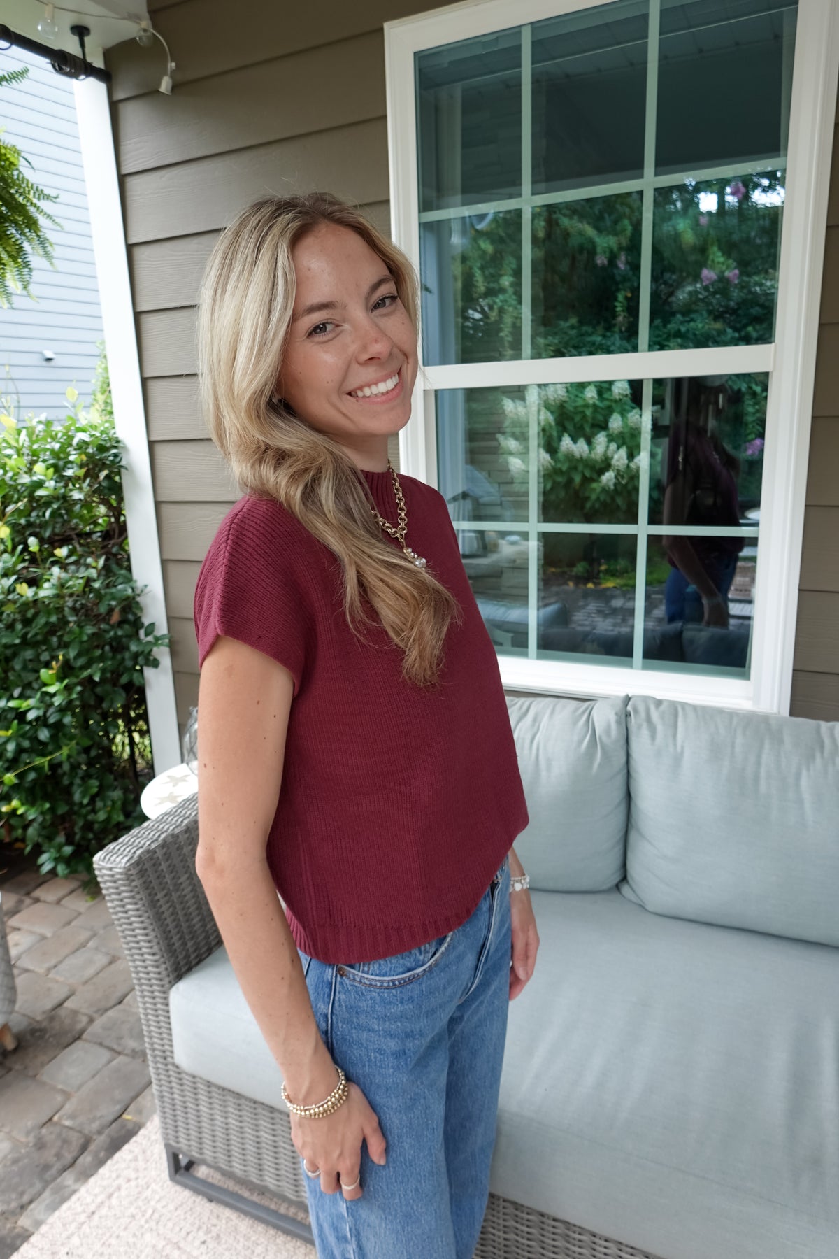 Mary Burgundy Mock Neck Sweater