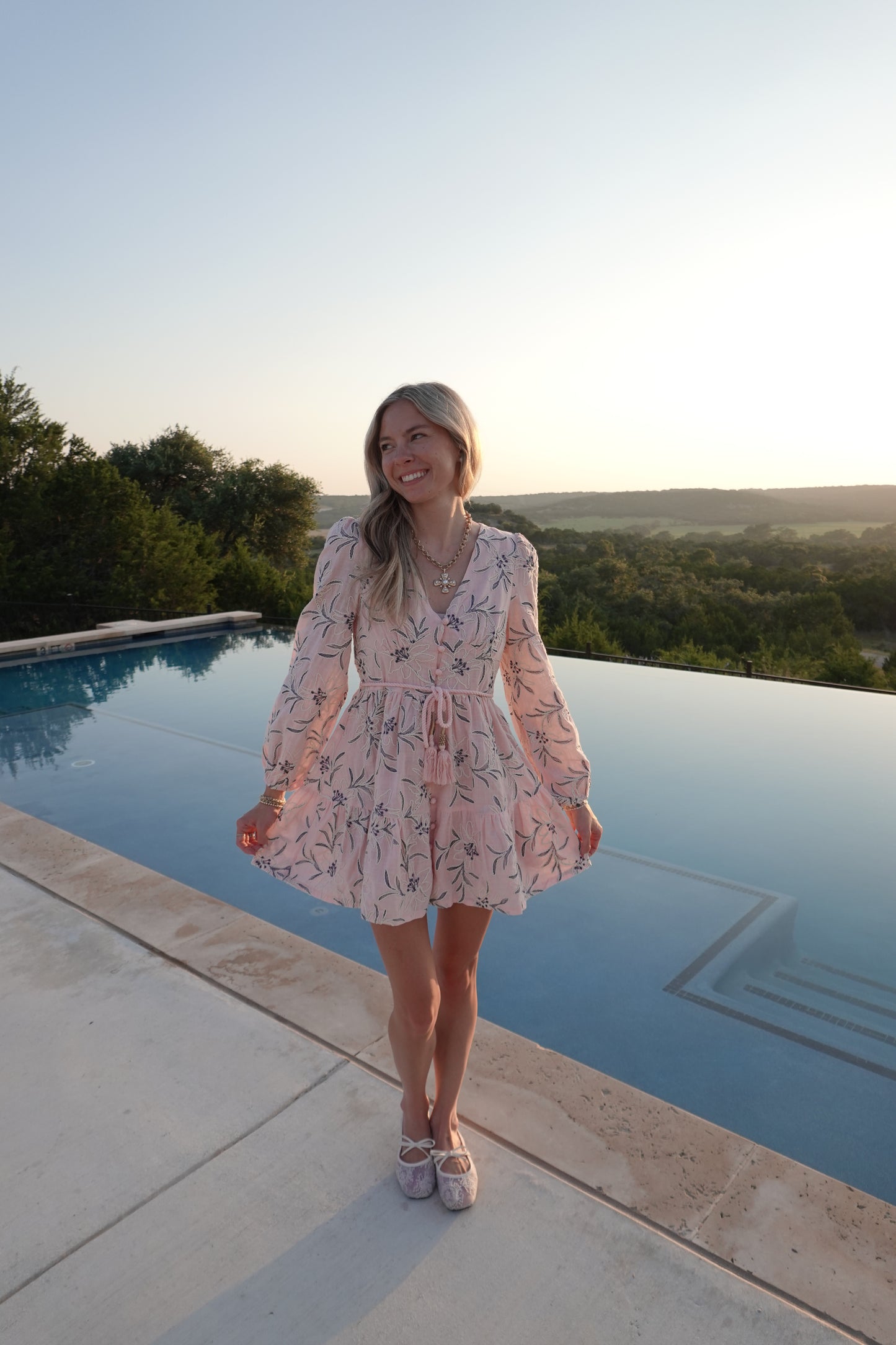 Embroidered Floral Belted Mini Dress