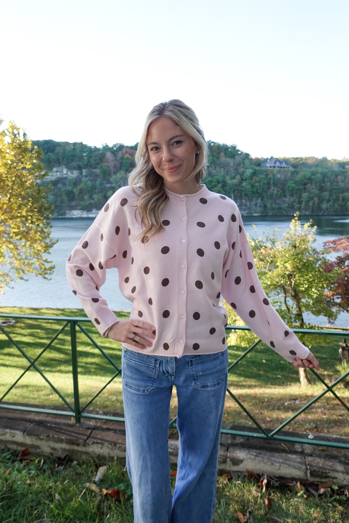 Jade Pink Polka Dot Cardigan