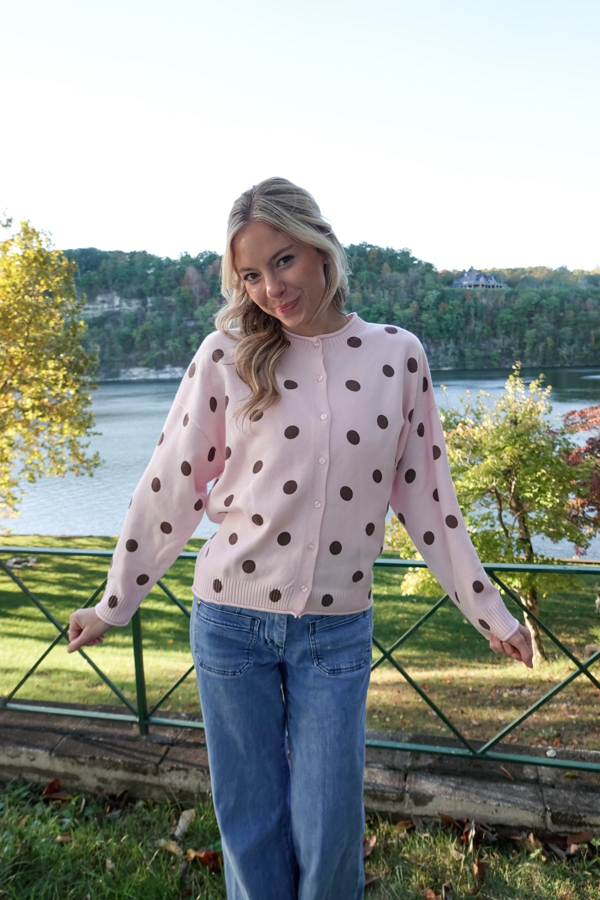 Jade Pink Polka Dot Cardigan