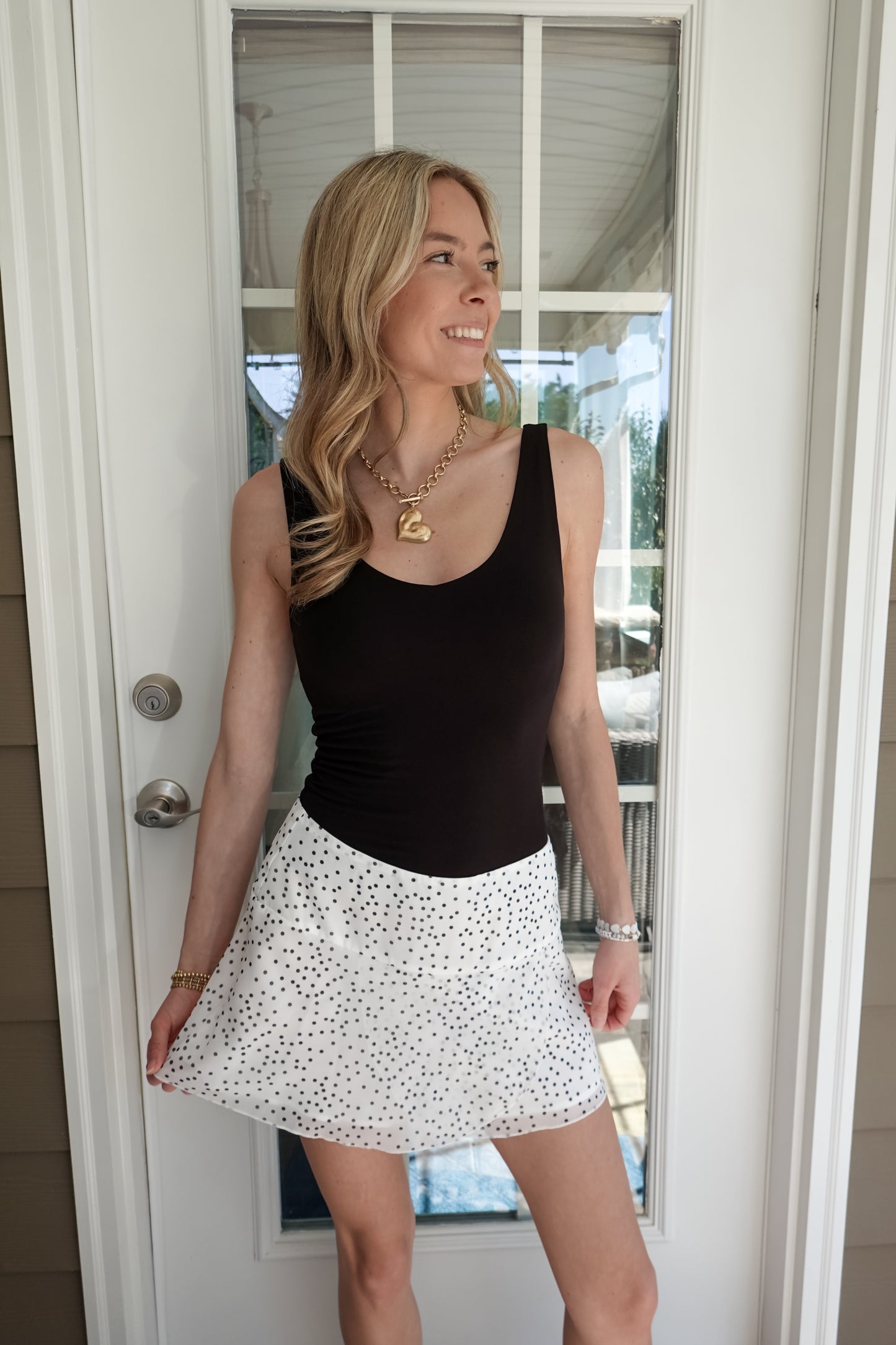 Cross-Over Front Polka Dot Mini Skirt