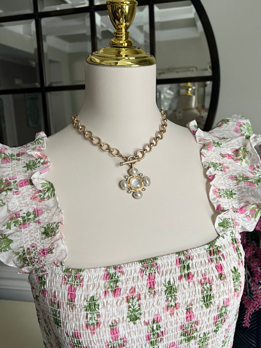 Stone Cross Statement Necklace