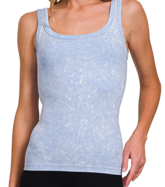Stone Washed Ribbed Seamless Tank