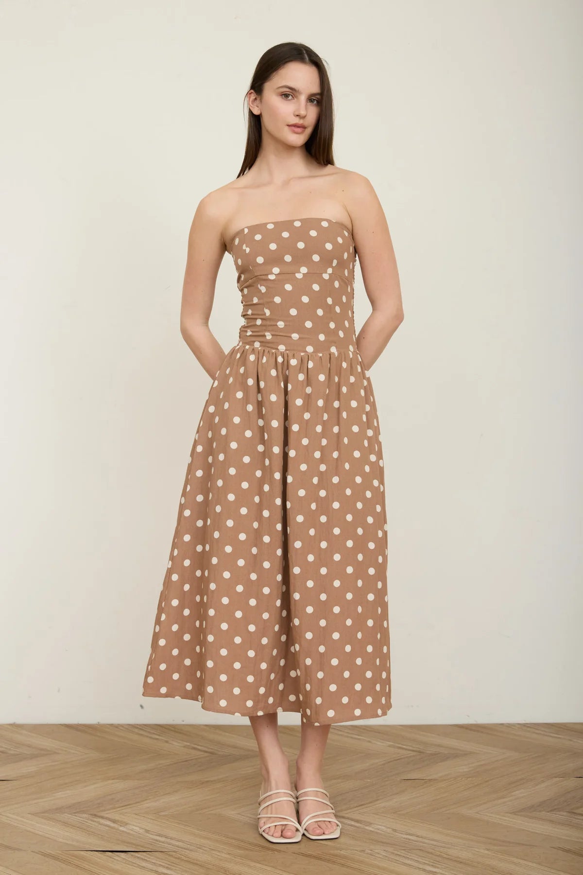 Millie Brown Strapless Midi Dress