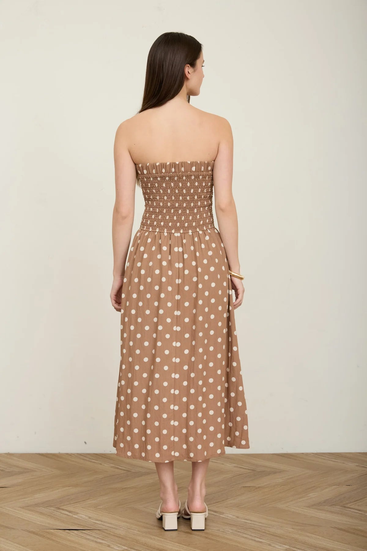 Millie Brown Strapless Midi Dress