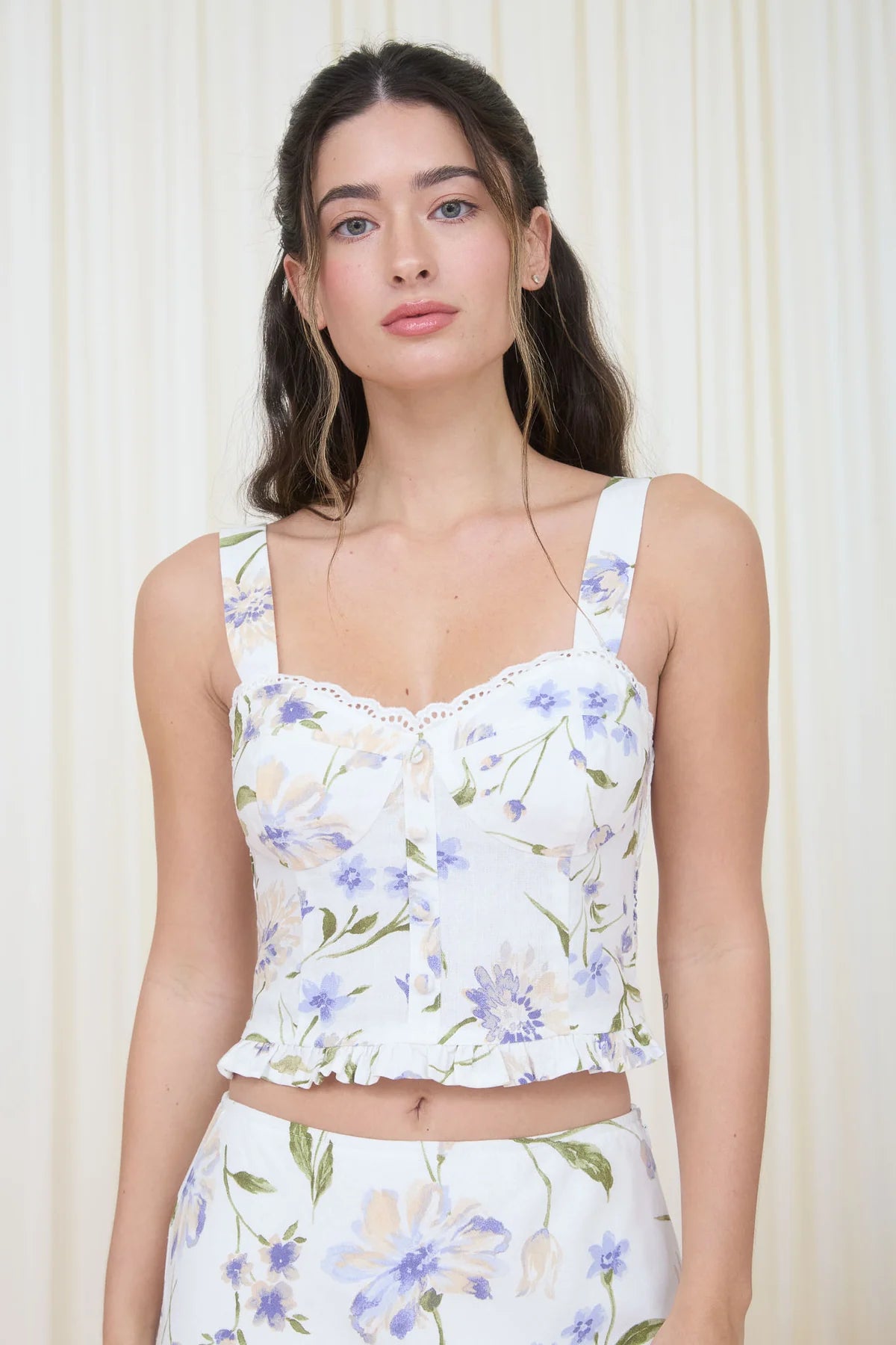 Cora Floral Lace Trim Tank Top