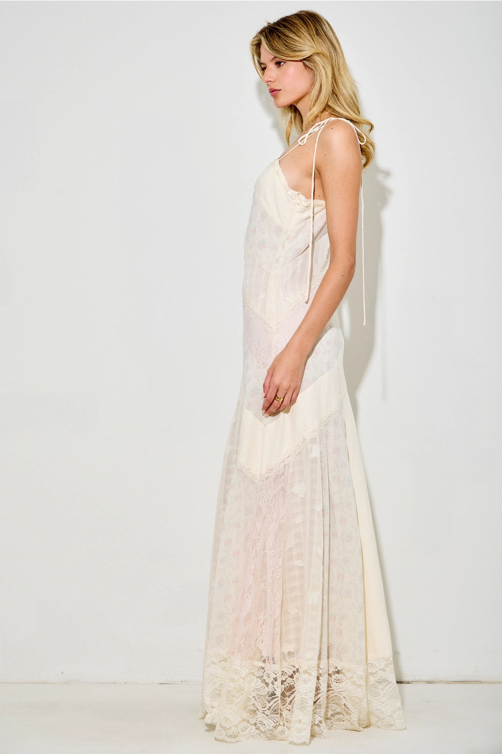 Floral & Lace Sleeveless Maxi Dress
