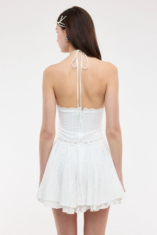 Hilary Halter Tie Lace Mini Dress
