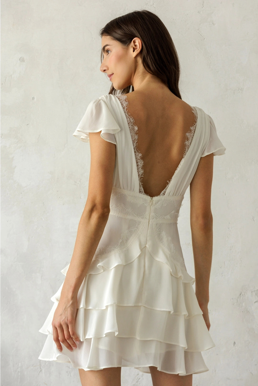 Gracen Lace Ruffle Mini Dress