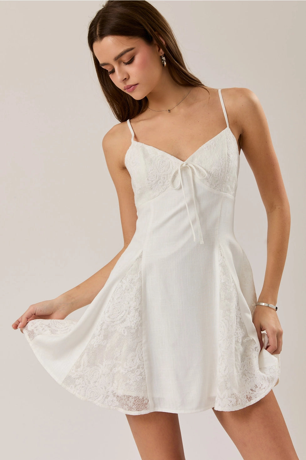 Lucy Lace Contrast Detail Mini Dress