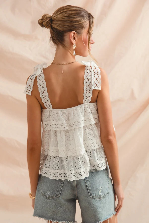 White Eyelet Lace Tank Top